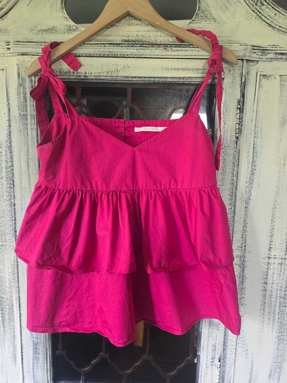 EUC ZARA Pink Tiered Tied Tank Top - Medium